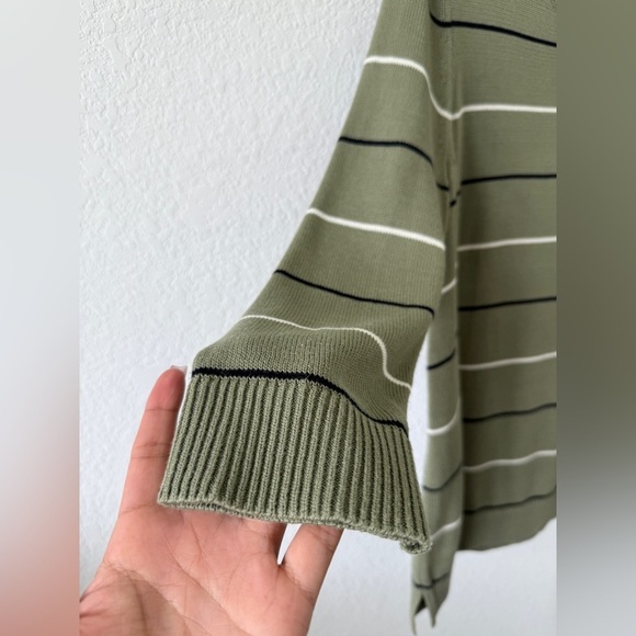 Talbots Olive Striped Sweatshirt - Picture 3 of 8
